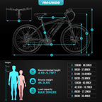 METAKOO 26" Electric Bike Cybertrack 100, 3 Hours Fast Charge, BAFANG 350W Brushless Motor, 36V/10.4Ah Removable Lithium-Ion Battery, Electric Mountain Bike with  21-Speed and Suspension Fork