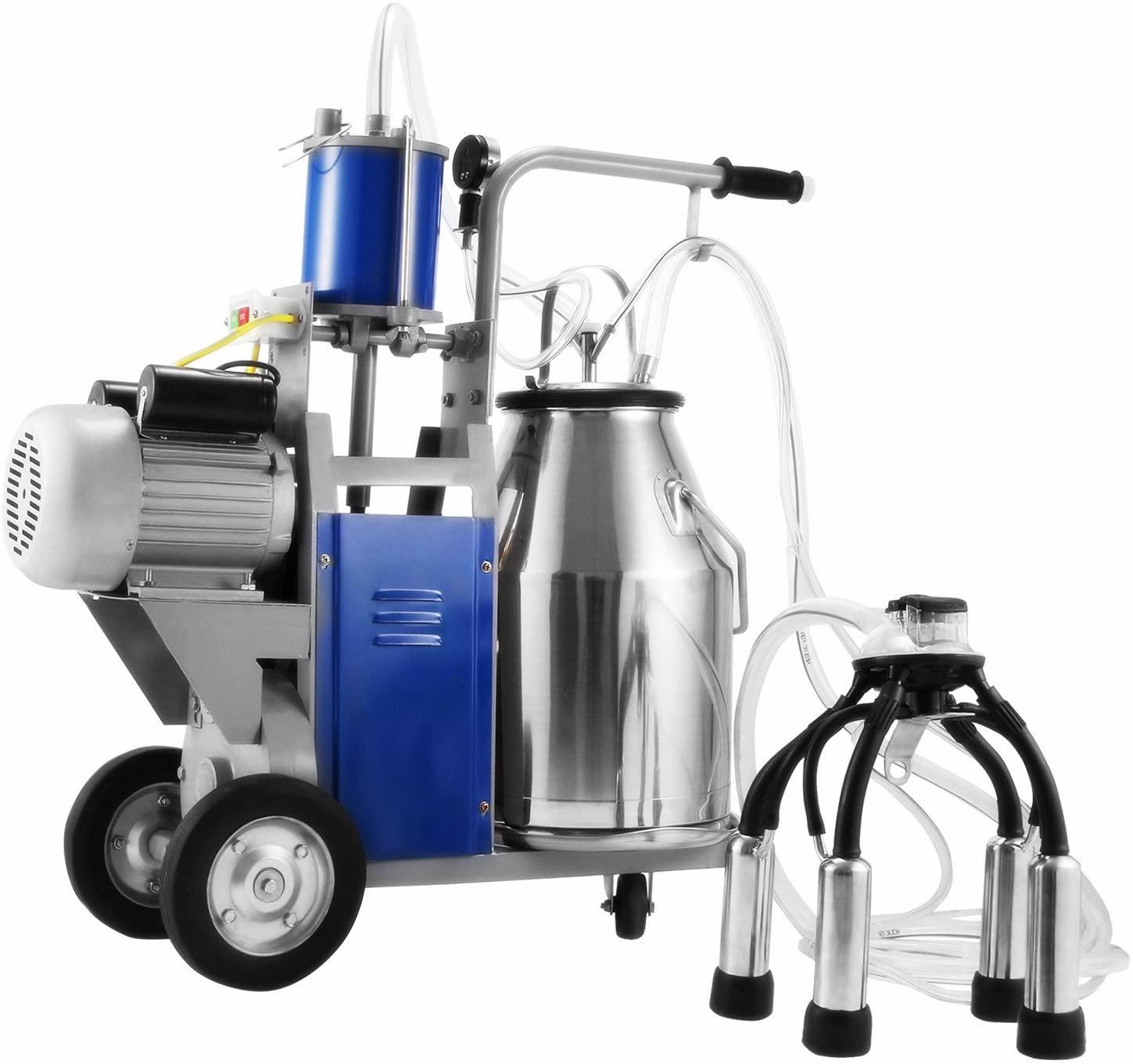 popsport electric milking machine 110v 1440 rpm portable milking machine with 25l 304 stainless steel bucket milking machine only for farm cows (milking machine)
