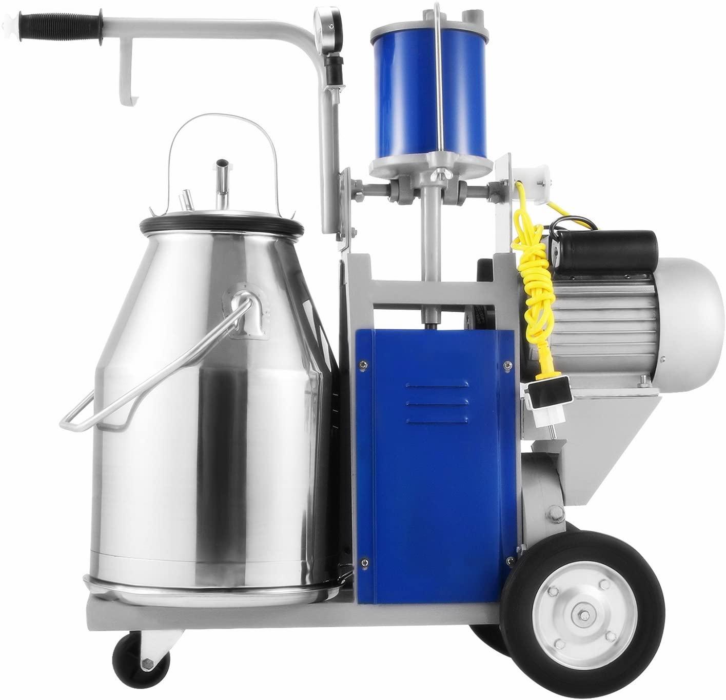 popsport electric milking machine 110v 1440 rpm portable milking machine with 25l 304 stainless steel bucket milking machine only for farm cows (milking machine)