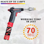 express gas powered pistol grip dehorning kit for calves, lambs, kid goats. portable, lightweight, easy-to-operate. reaches working temps in less than 70 sec. operate continuously for 2hrs at 1100ºf