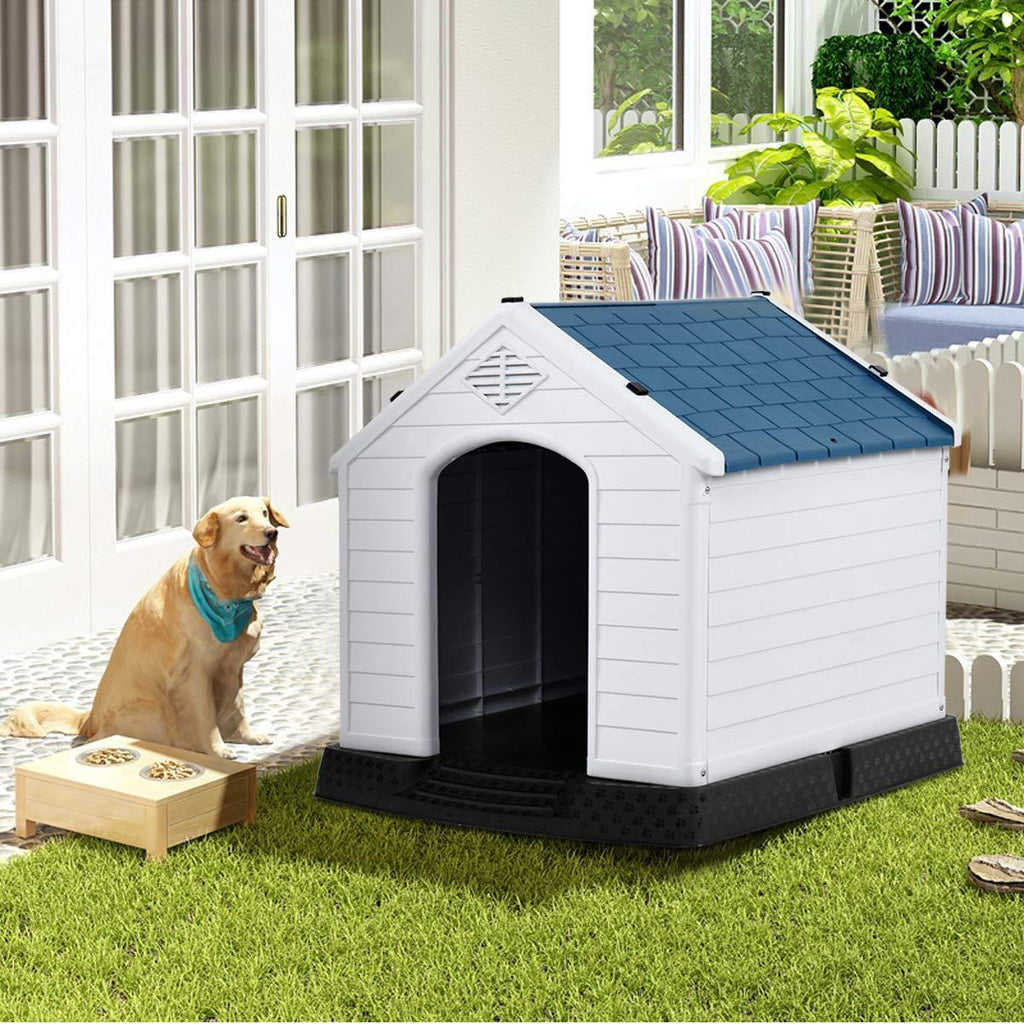 PETSJOY Dog House Waterproof Puppy Kennel Plastic Pet Dog Shelter for Indoor Outdoor Use