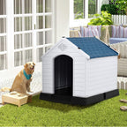 PETSJOY Dog House Waterproof Puppy Kennel Plastic Pet Dog Shelter for Indoor Outdoor Use