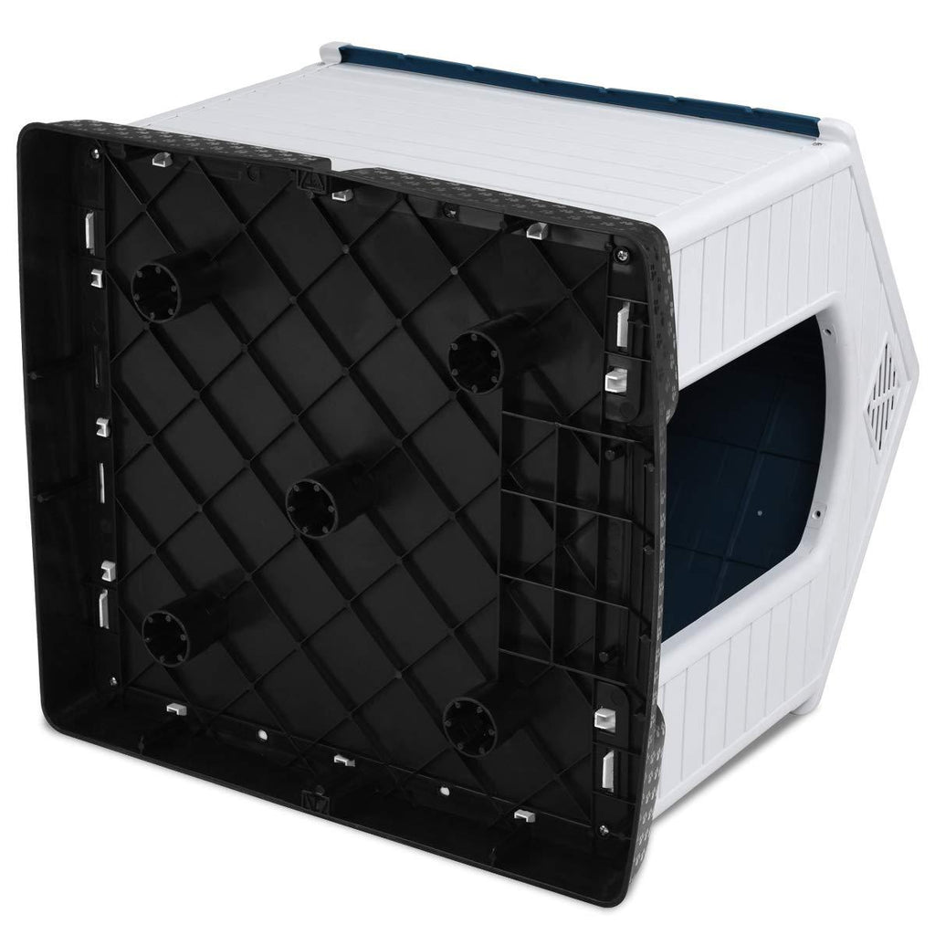 PETSJOY Dog House Waterproof Puppy Kennel Plastic Pet Dog Shelter for Indoor Outdoor Use