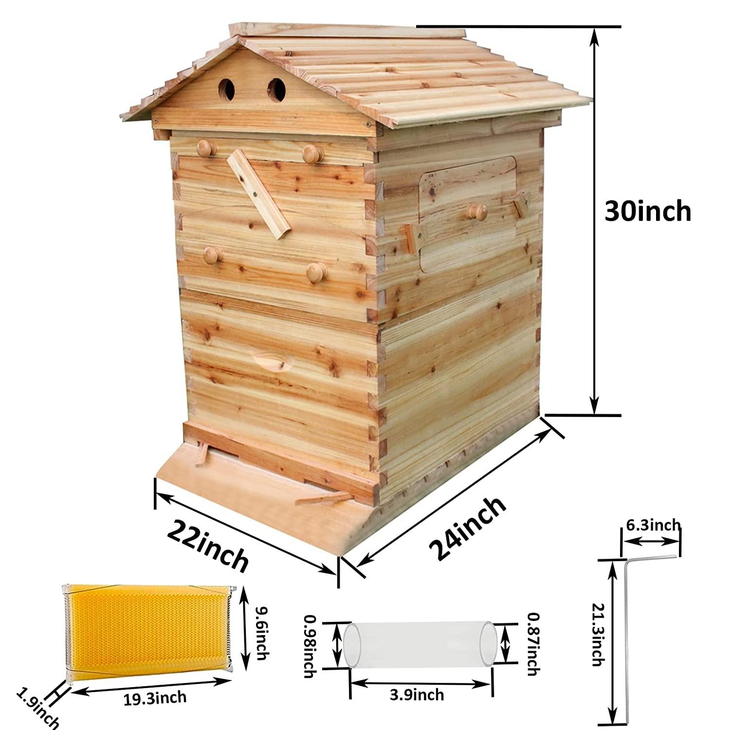 auto flow bee hive,beehive boxes with 7 pcs auto beehive frame,wooden beekeeping house,food grade bpa free(beehive frame+wooden box)