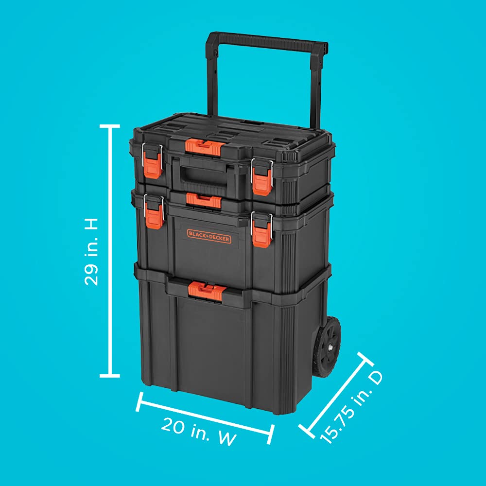 beyond by   BDST60500APB Stackable StoraSystem - 3 Piece Set (Small, Deep Toolbox, and Rolling Tote)