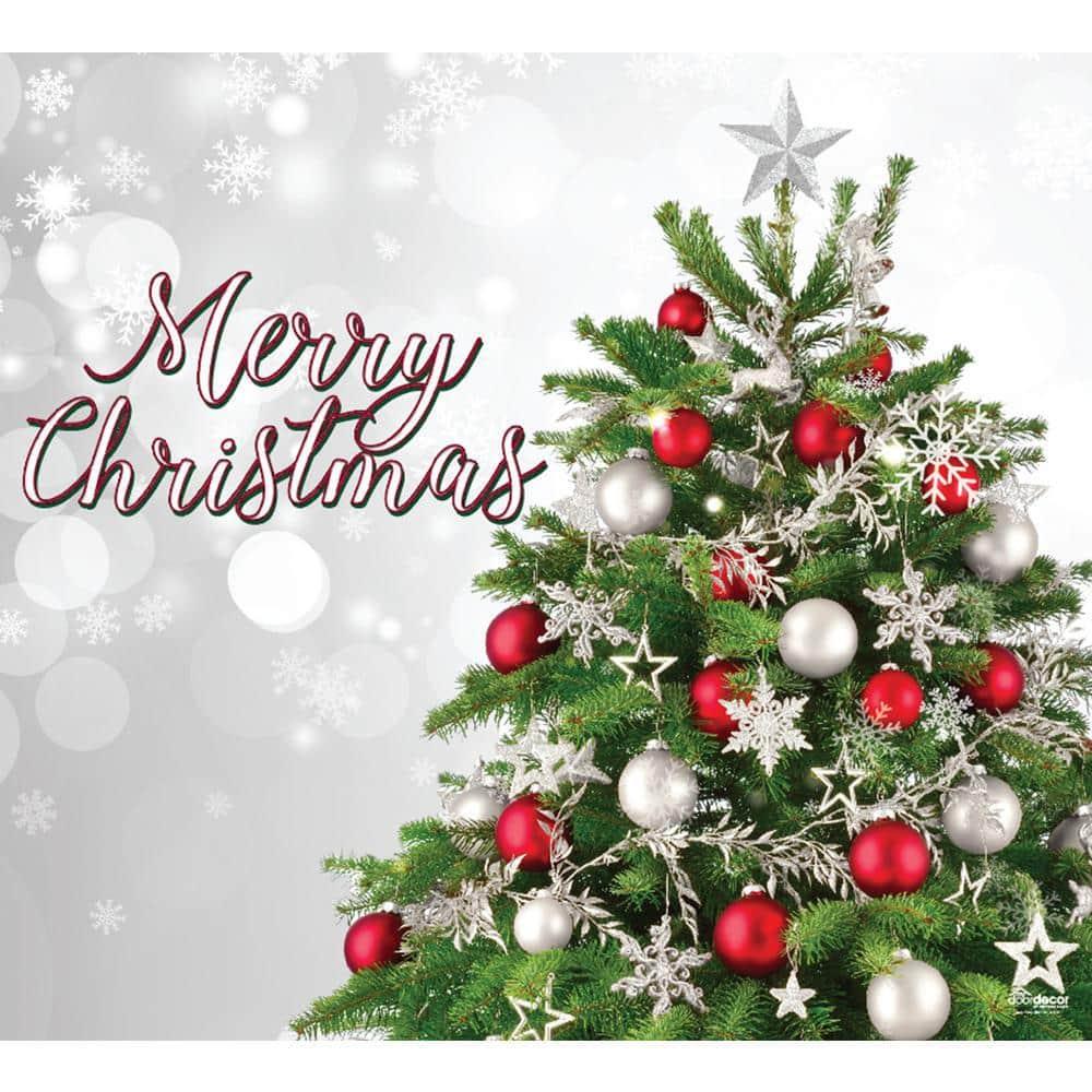 7 ft. x 8 ft. Merry Christmas Tree -Christmas Garage Door Decor Mural for Single Car Garage