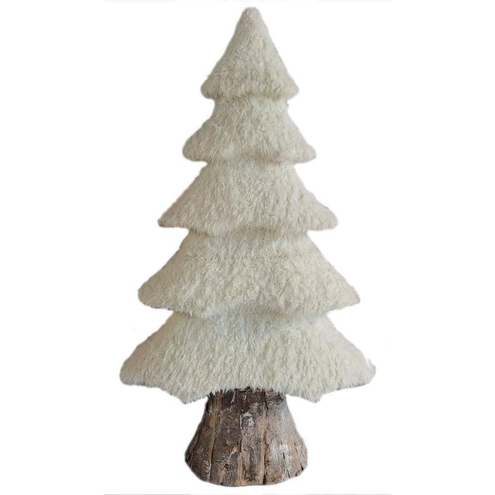 44 in. Christmas Furry Tree with Faux-Bark Trunk