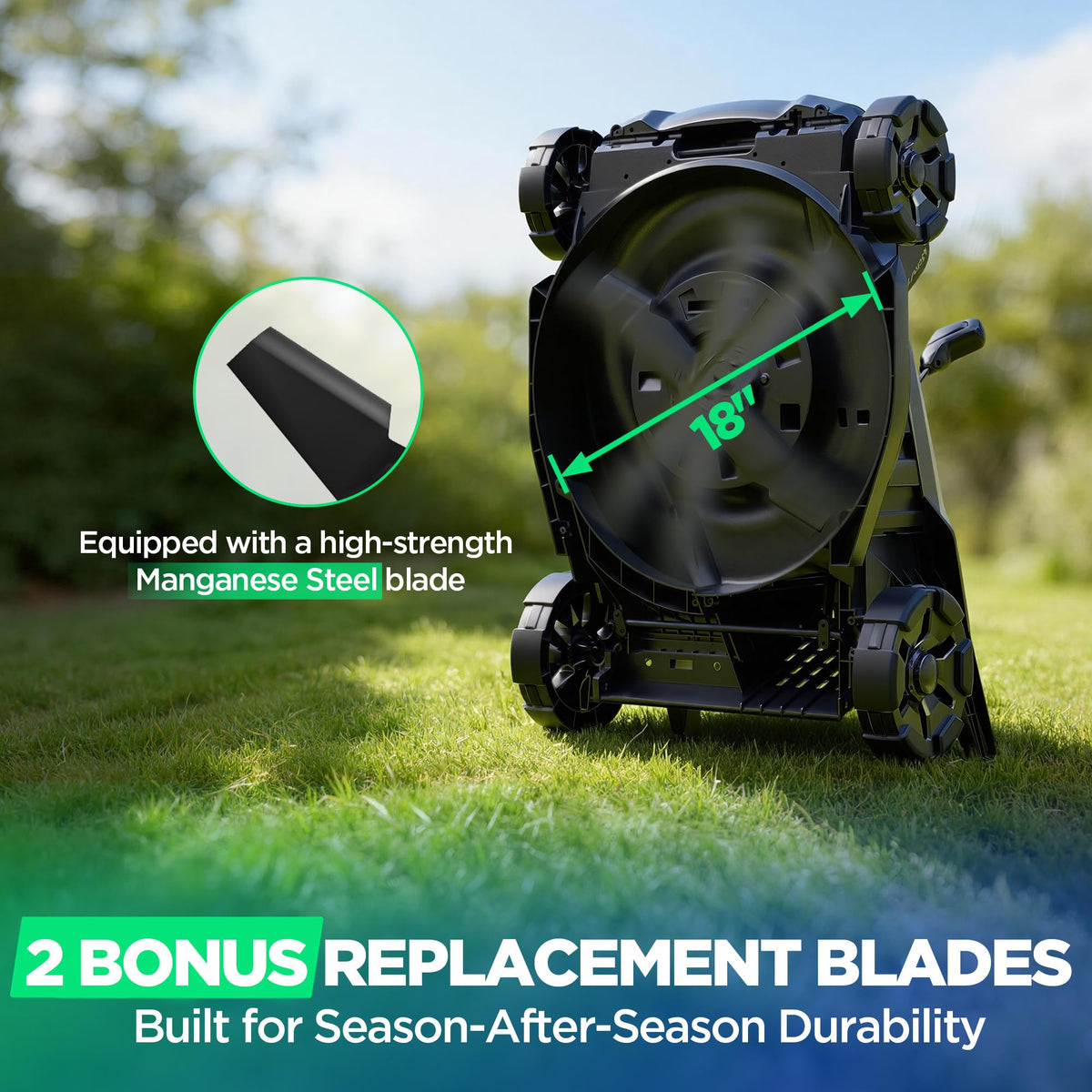 18" Electric Lawn Mower, 40V Self-Propelled Cordless Lawn Mower with 2x5.0Ah Batteries &amp; Charger, Brushless Motor, 2-in-1 Mulching &amp; Bagging, 6-Position Height Adjustment, for Small to Medium Yards