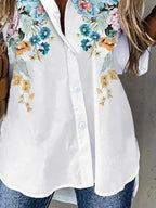 Casual Floral Print Lapel Buttons Long Sleeves Shirt