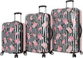 er Luggage Collection - Expandable 3 Piece Hardside Lightweight Spinner Suitcase Set - Travel Set includes 20-Inch Carry On, 26 inch and 30-Inch Checked Suitcase (Stripe Roses)