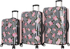 er Luggage Collection - Expandable 3 Piece Hardside Lightweight Spinner Suitcase Set - Travel Set includes 20-Inch Carry On, 26 inch and 30-Inch Checked Suitcase (Stripe Roses)