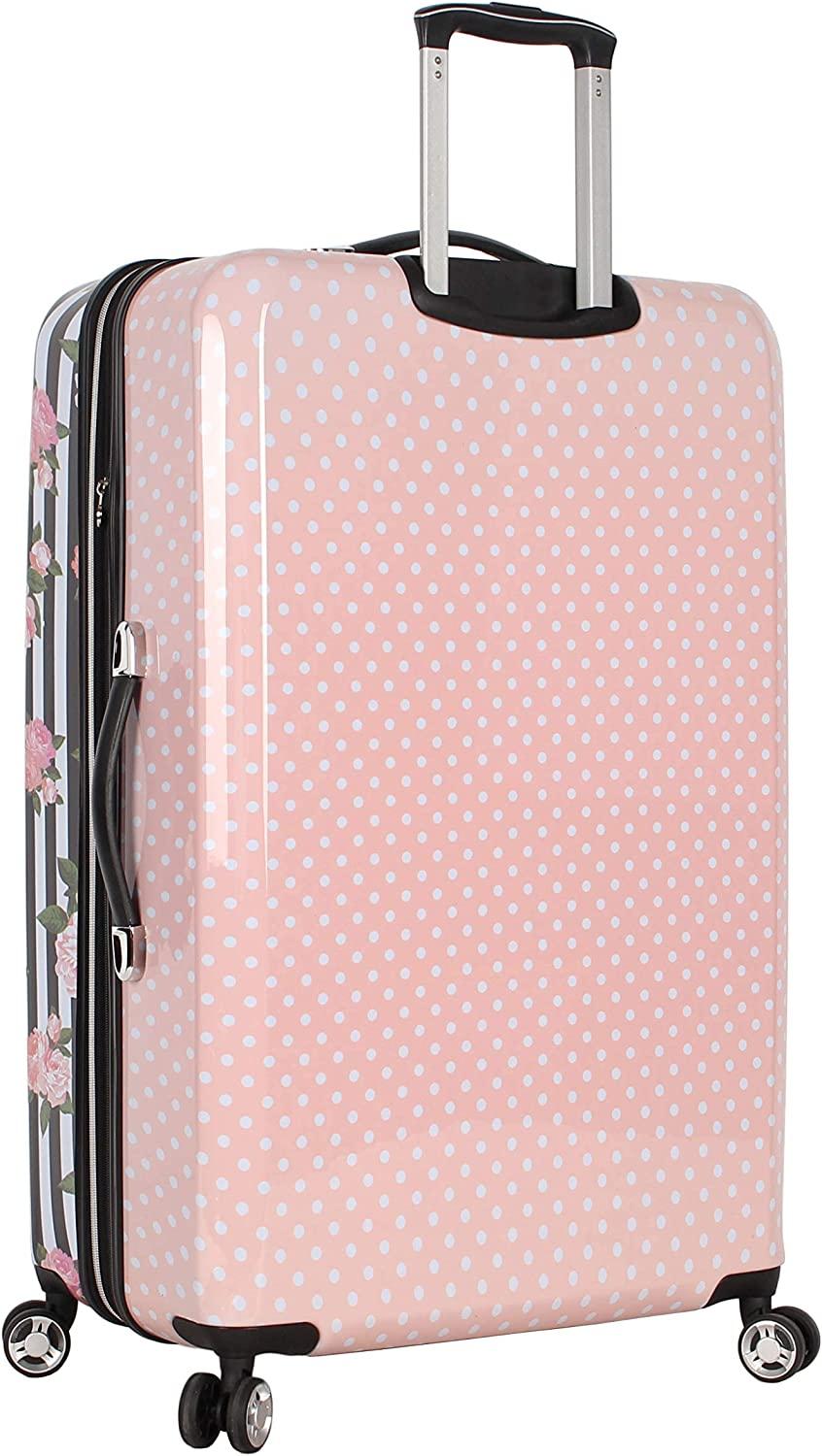 er Luggage Collection - Expandable 3 Piece Hardside Lightweight Spinner Suitcase Set - Travel Set includes 20-Inch Carry On, 26 inch and 30-Inch Checked Suitcase (Stripe Roses)