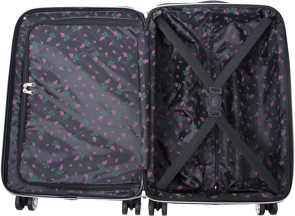 er Luggage Collection - Expandable 3 Piece Hardside Lightweight Spinner Suitcase Set - Travel Set includes 20-Inch Carry On, 26 inch and 30-Inch Checked Suitcase (Stripe Roses)