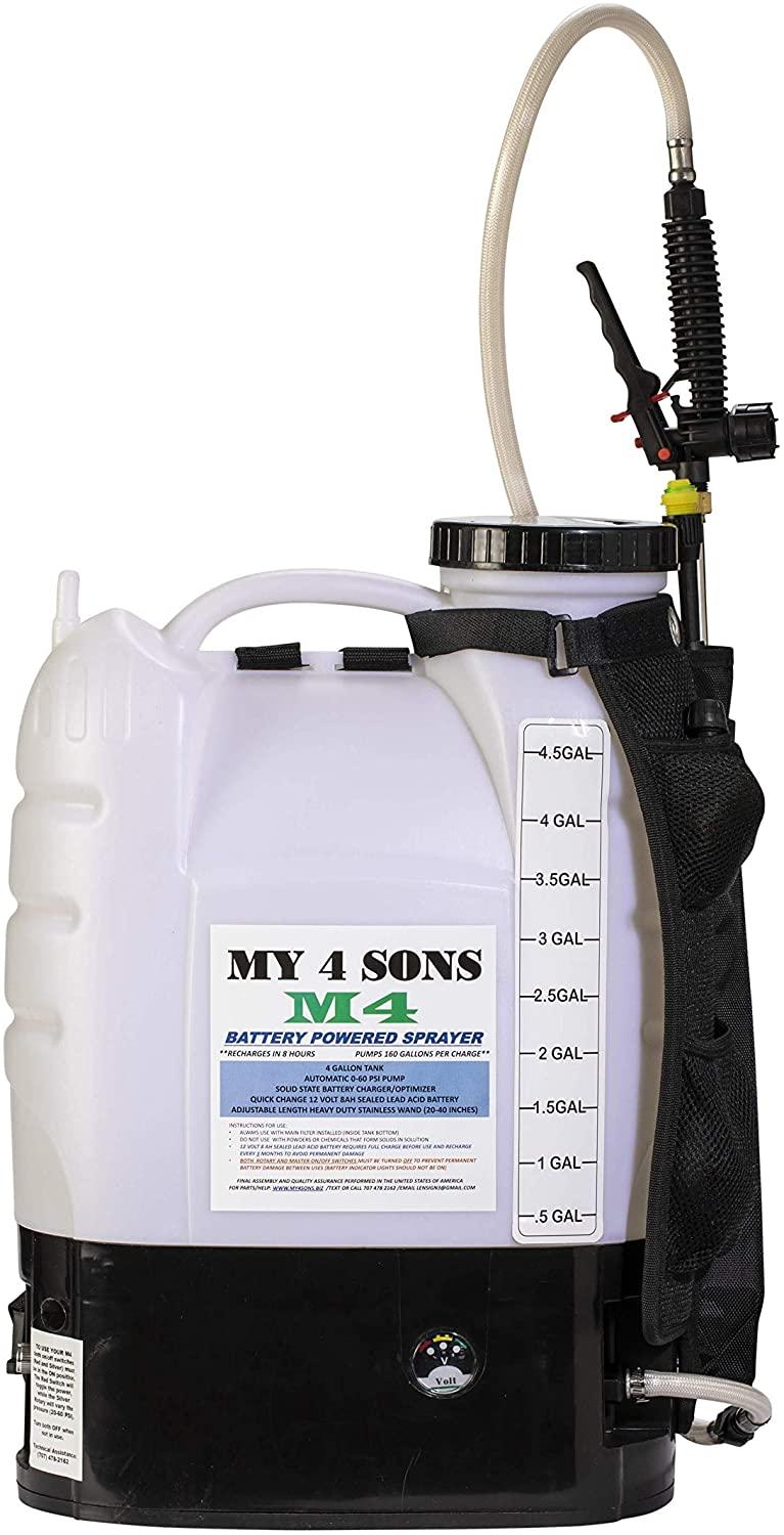 M4 MY4SONS 4-Gallon Battery-Powered Backpack Sprayer, Multipurpose, Battery & Charger Included