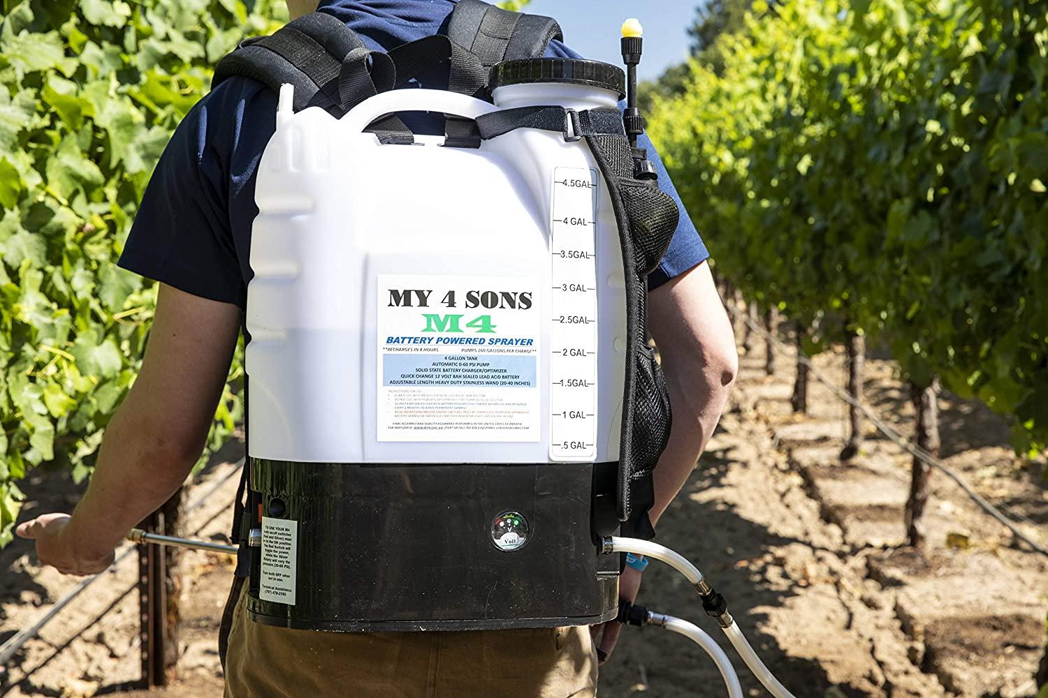 M4 MY4SONS 4-Gallon Battery-Powered Backpack Sprayer, Multipurpose, Battery & Charger Included