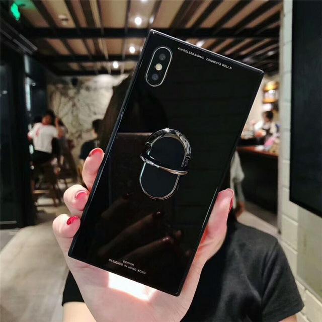 Phone Case - Tempered Glass Square Fashion Classic Phone Case for iPhone X