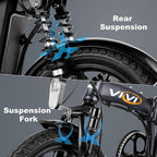Vivi Z8 Folding Electric Bicycle Ebike, Small Electric Bike for Adults, 20Mph with 48V 20Ah Removable Lithium-Ion Battery Electric Commuter Bicycle, 350W Motor and UP to 60 Miles