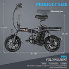 Vivi Z8 Folding Electric Bicycle Ebike, Small Electric Bike for Adults, 20Mph with 48V 20Ah Removable Lithium-Ion Battery Electric Commuter Bicycle, 350W Motor and UP to 60 Miles