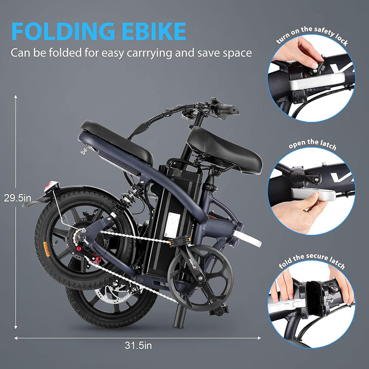 Vivi Z8 Folding Electric Bicycle Ebike, Small Electric Bike for Adults, 20Mph with 48V 20Ah Removable Lithium-Ion Battery Electric Commuter Bicycle, 350W Motor and UP to 60 Miles