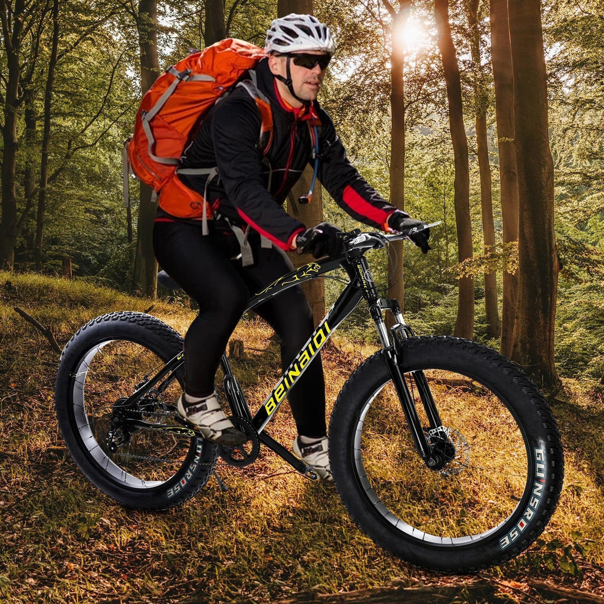 FITOOM Men's Fat Tire Bike, 26-inch wheels, 21 speeds, Black
