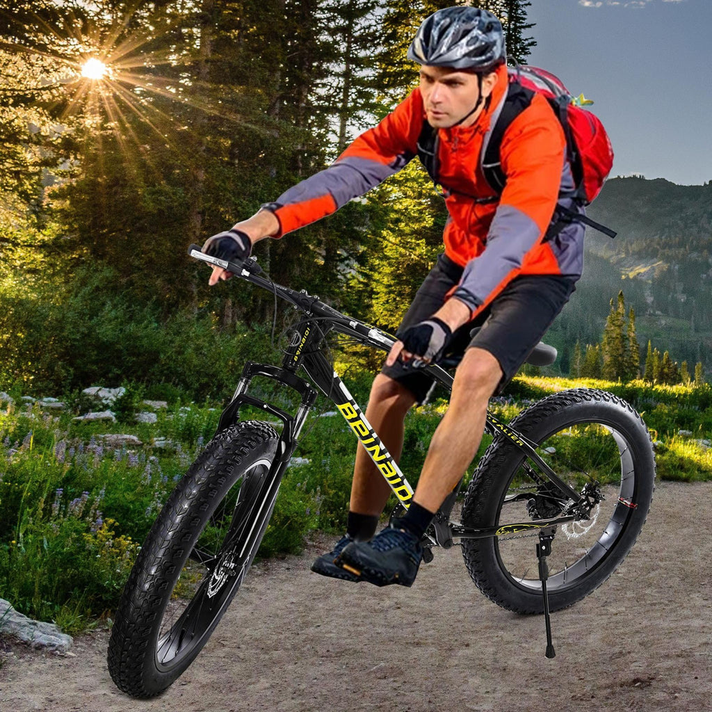 FITOOM Men's Fat Tire Bike, 26-inch wheels, 21 speeds, Black