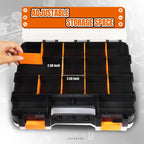 Tool Box with Transparent Lid, Double Side 34-Compartments Organizer Box with Removable Dividers for Hardware, Screws, Bolts, Nails, Beads, Jewelry and Fishing Accessories, Orange, 4 Pack