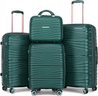 Luggage 4 Piece Sets, Hard Shell Luggage Set Lightweight Carry on Luggage Expandable Suitcase with Spinner Wheels Travel Set for Men Women (14/20/24/28, Green)