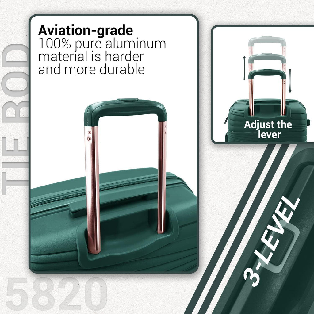 Luggage 4 Piece Sets, Hard Shell Luggage Set Lightweight Carry on Luggage Expandable Suitcase with Spinner Wheels Travel Set for Men Women (14/20/24/28, Green)