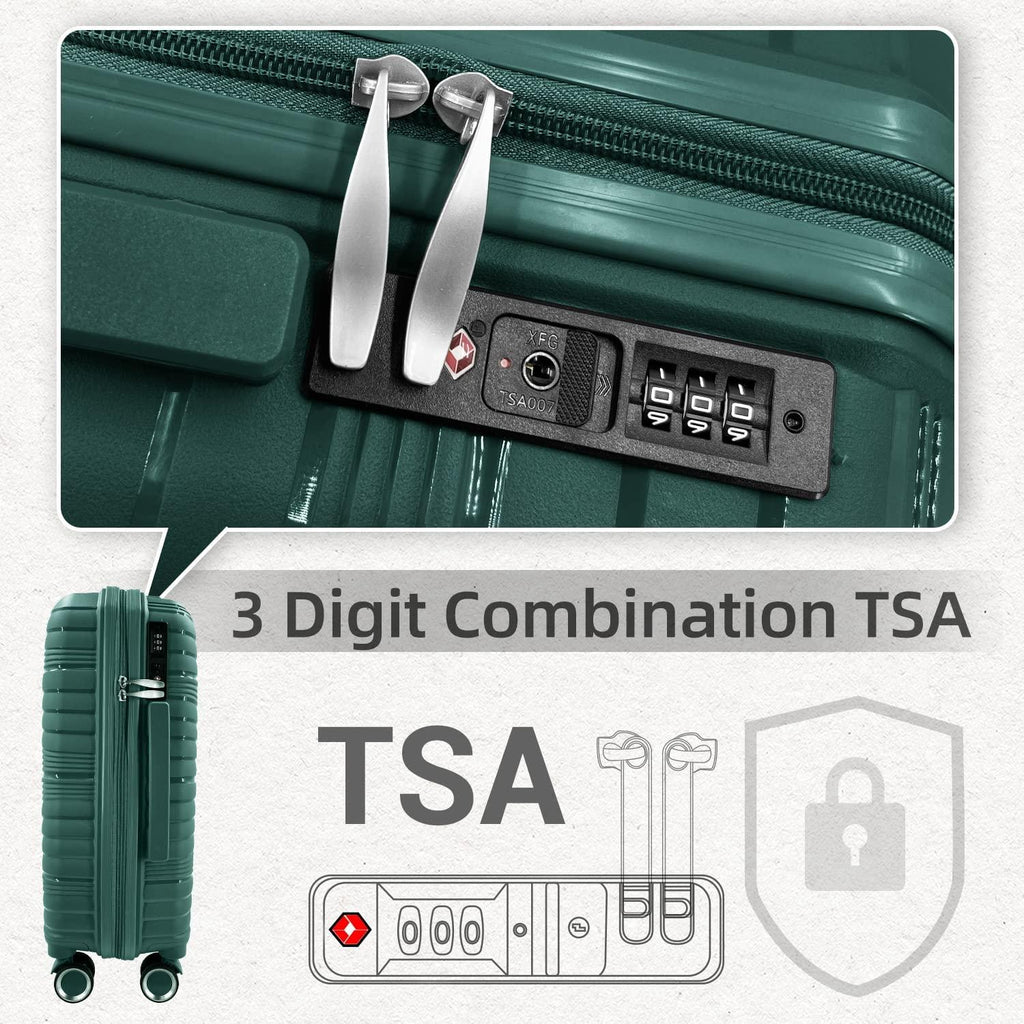 Luggage 4 Piece Sets, Hard Shell Luggage Set Lightweight Carry on Luggage Expandable Suitcase with Spinner Wheels Travel Set for Men Women (14/20/24/28, Green)