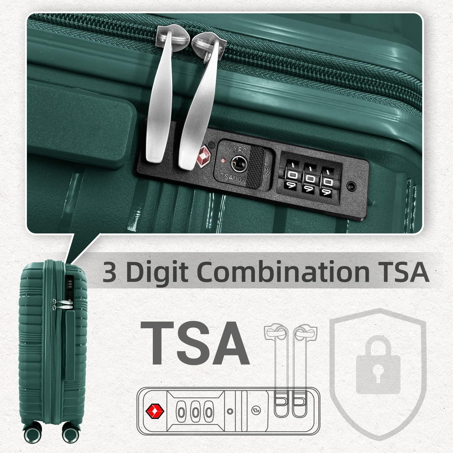 Luggage 4 Piece Sets, Hard Shell Luggage Set Lightweight Carry on Luggage Expandable Suitcase with Spinner Wheels Travel Set for Men Women (14/20/24/28, Green)