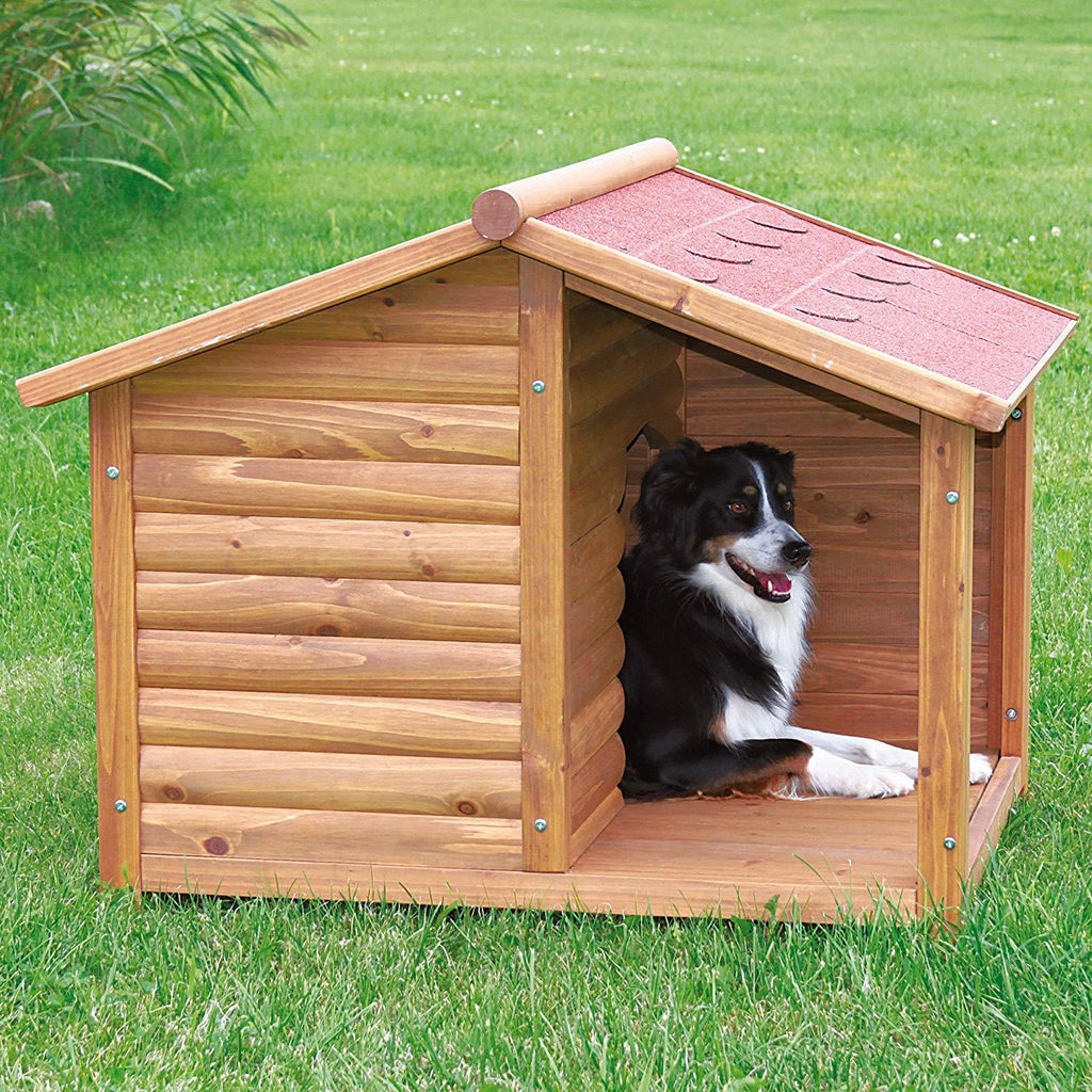 Premium Rustic Dog House Pet Products Furniture Ventilation, Medium, Wood, Glazed Pine