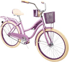 Huffy 24” Womens Nel Lusso Cruiser Bike with Basket, Purple