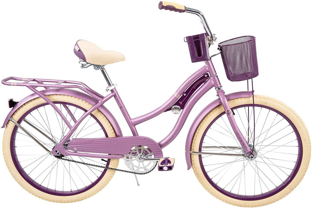 Huffy 24” Womens Nel Lusso Cruiser Bike with Basket, Purple
