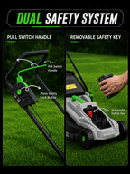 40V Cordless Lawn Mower, 16-Inch Brushless Electric Push Mower with 4.0Ah Battery &amp; Charger, 2-in-1 Mulching and Bagging, 5-Position Height Adjustment, Lightweight Foldable , Viridian