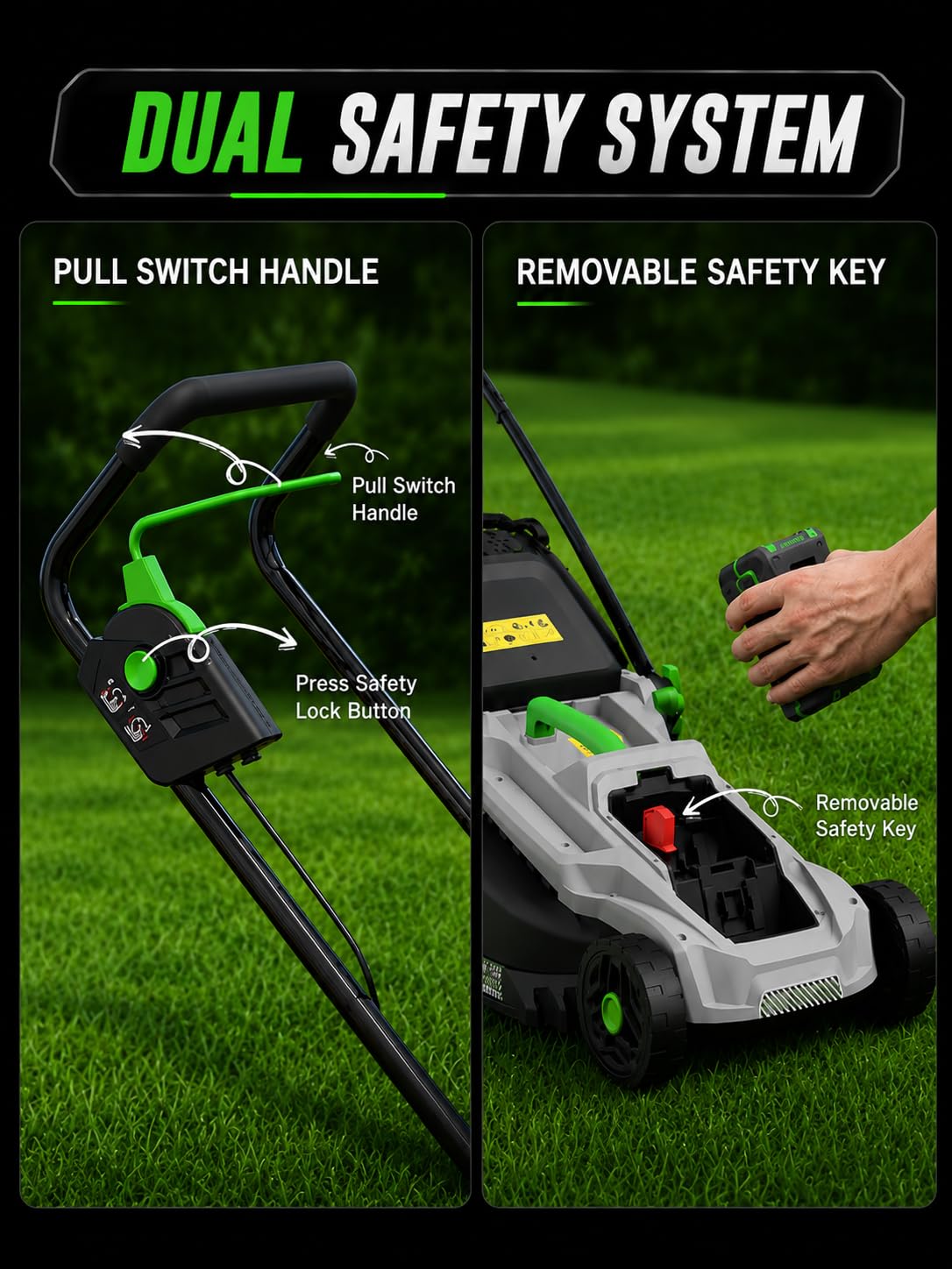 40V Cordless Lawn Mower, 16-Inch Brushless Electric Push Mower with 4.0Ah Battery &amp; Charger, 2-in-1 Mulching and Bagging, 5-Position Height Adjustment, Lightweight Foldable , Viridian