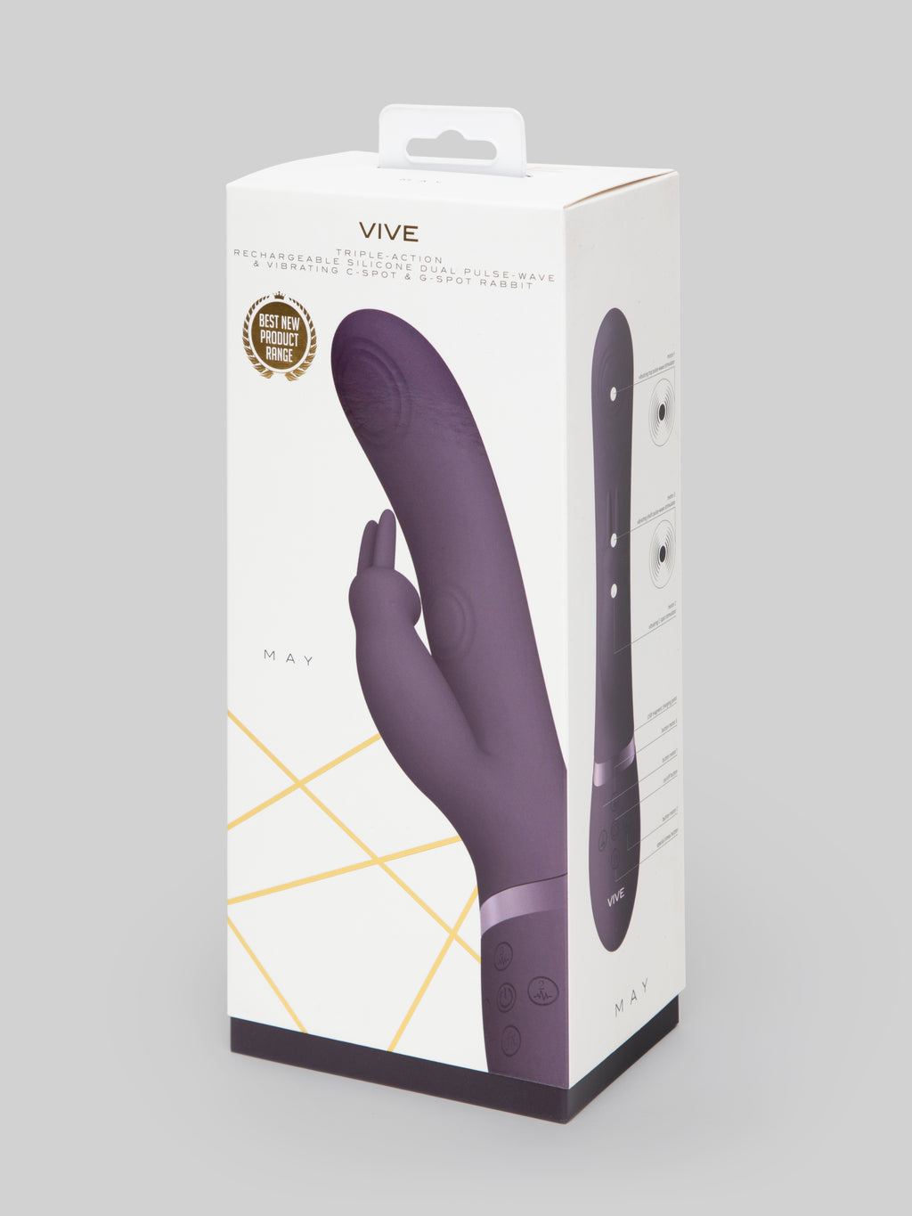 Vive MAY Rechargeable Pulsing Silicone Rabbit Vibrator, Purple