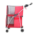 Yangs Double Pet TrolleyFoldable Two-Storey Pet Car Outdoor Travel Goods Cat and Dog Cart (Color : A)