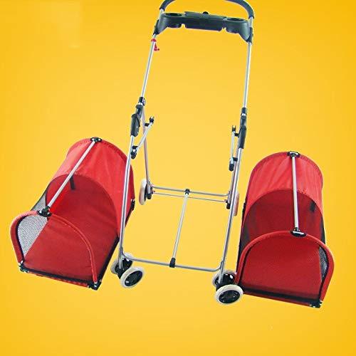 Yangs Double Pet TrolleyFoldable Two-Storey Pet Car Outdoor Travel Goods Cat and Dog Cart (Color : A)