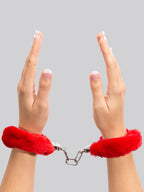 Lovehoney Red Furry Handcuffs, Red | Red