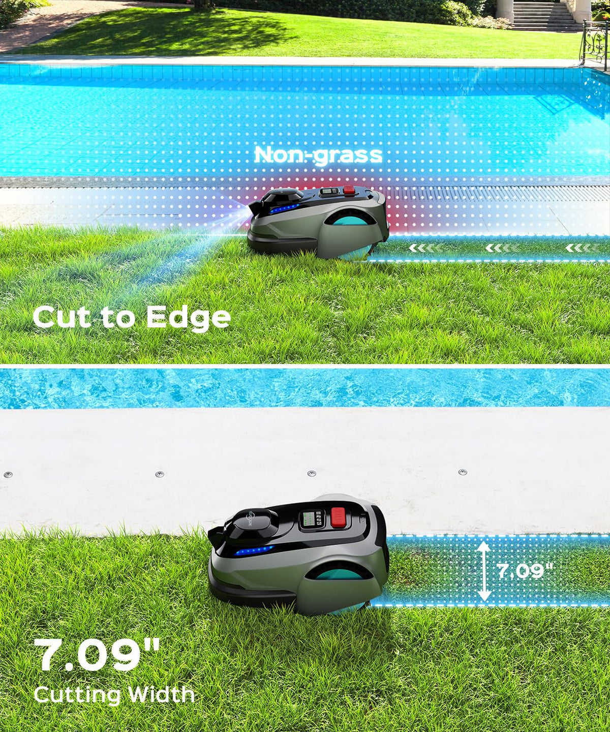N1600 PRO Wireless Robotic Lawn Mower, RTK &amp; Vision Navigation, Up to 0.4 Acre Coverage, Smart App Control, Multi-Zone Mapping, Systematic Mowing Robot