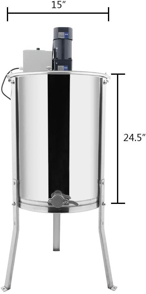vingli upgraded electric 4 frame honey extractor, stainless steel honeycomb spinner drum with adjustable height stands, beekeeping pro apiary centrifuge equipment