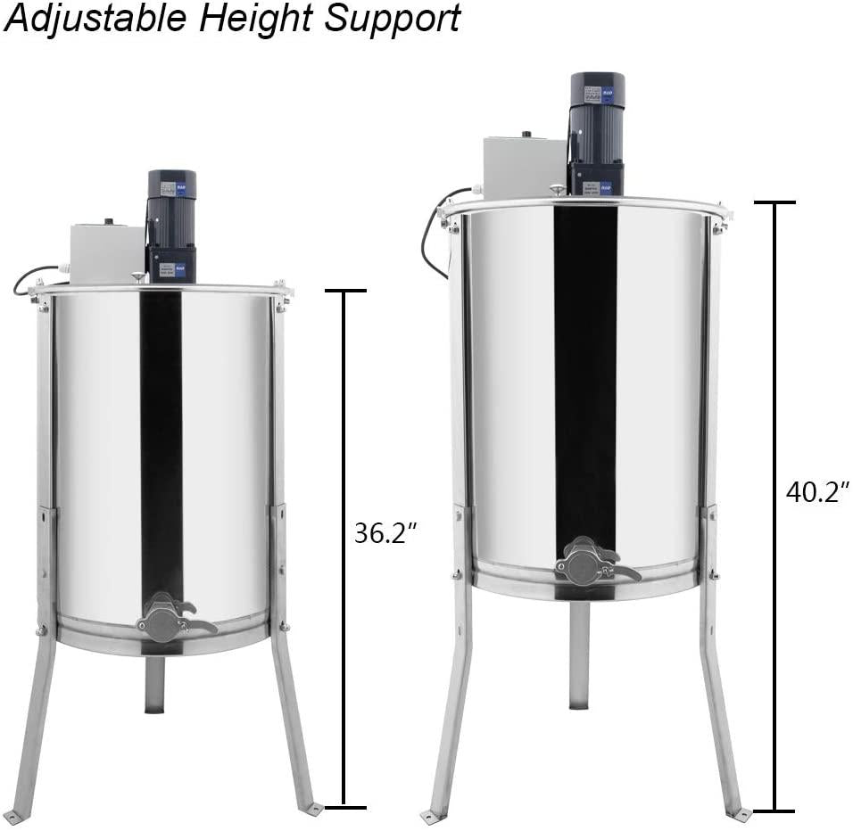 vingli upgraded electric 4 frame honey extractor, stainless steel honeycomb spinner drum with adjustable height stands, beekeeping pro apiary centrifuge equipment