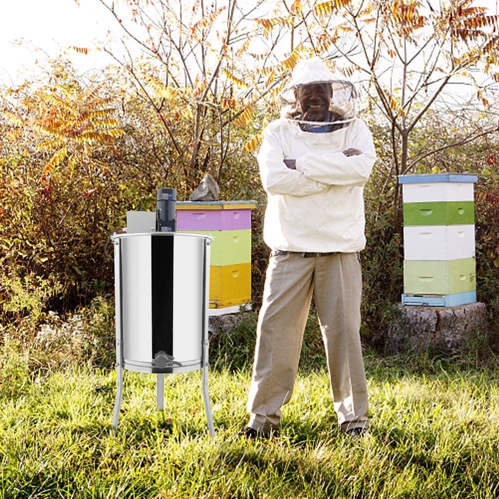 vingli new electric 4 frame honey extractor separator,food grade stainless steel honeycomb spinner drum with adjustable height stands,beekeeping pro extraction apiary centrifuge equipment
