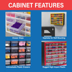 24-Drawer Plastic Drawer StoraCabinet for GaraOrganization, Bead Organizer, Building Bricks Storage, Teacher Toolbox, Makeup Organizer, 20" W x 6" D x 16" H, 10124 Black