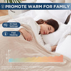 BOOLALA ouse Electric Blanket | 62x84 inch Warming Heated Blanket-Home, Bed, 1-12 Hour Time Setting, Machine Washable, Beige