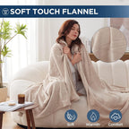 BOOLALA ouse Electric Blanket | 62x84 inch Warming Heated Blanket-Home, Bed, 1-12 Hour Time Setting, Machine Washable, Beige
