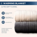 BOOLALA ouse Electric Blanket | 62x84 inch Warming Heated Blanket-Home, Bed, 1-12 Hour Time Setting, Machine Washable, Beige