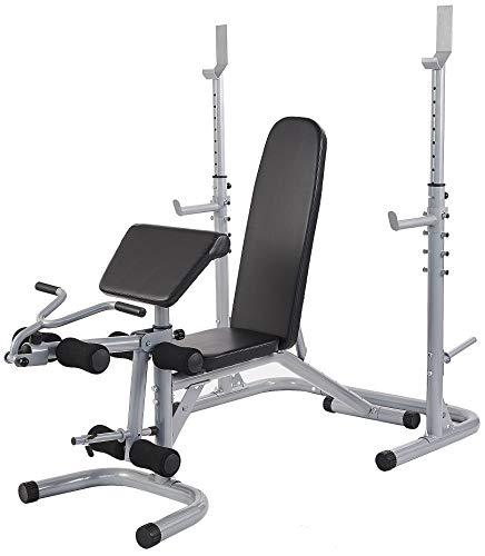 From RS 60 Multifunctional Workout Station Adjustable Olympic Workout Bench with Squat Rack, Leg Extension, Preacher Curl, and Weight Storage, 800-Pound Capacity