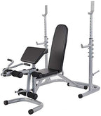 From RS 60 Multifunctional Workout Station Adjustable Olympic Workout Bench with Squat Rack, Leg Extension, Preacher Curl, and Weight Storage, 800-Pound Capacity