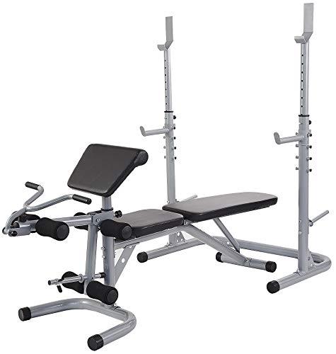 From RS 60 Multifunctional Workout Station Adjustable Olympic Workout Bench with Squat Rack, Leg Extension, Preacher Curl, and Weight Storage, 800-Pound Capacity